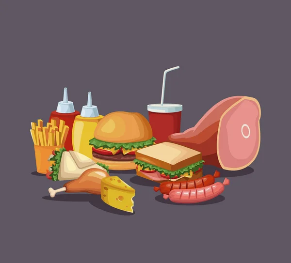 Fast Food pictogrammen — Stockvector