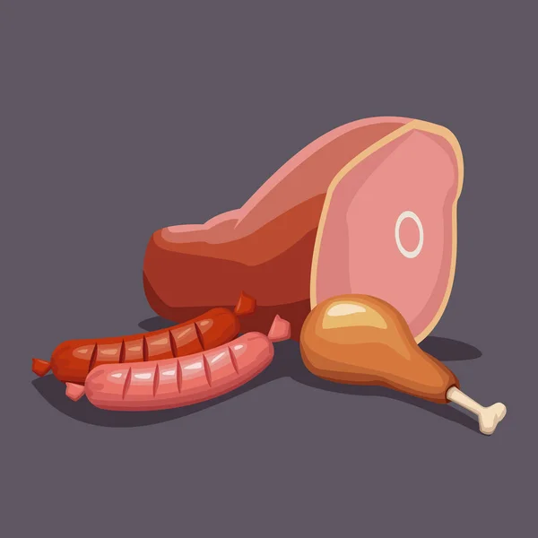 닭고기와 돼지고기 고기 — 스톡 벡터