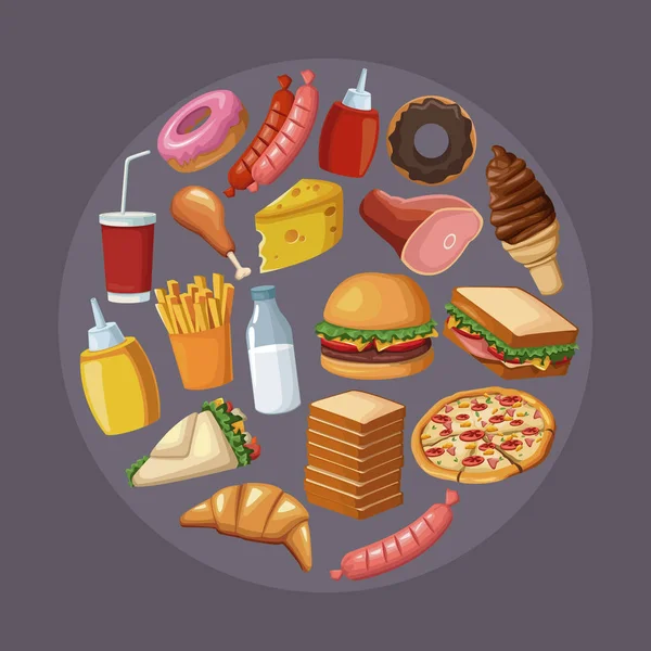 Fastfood ronde frame — Stockvector