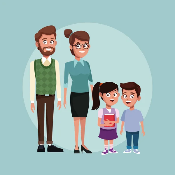 Profesor con niños — Vector de stock