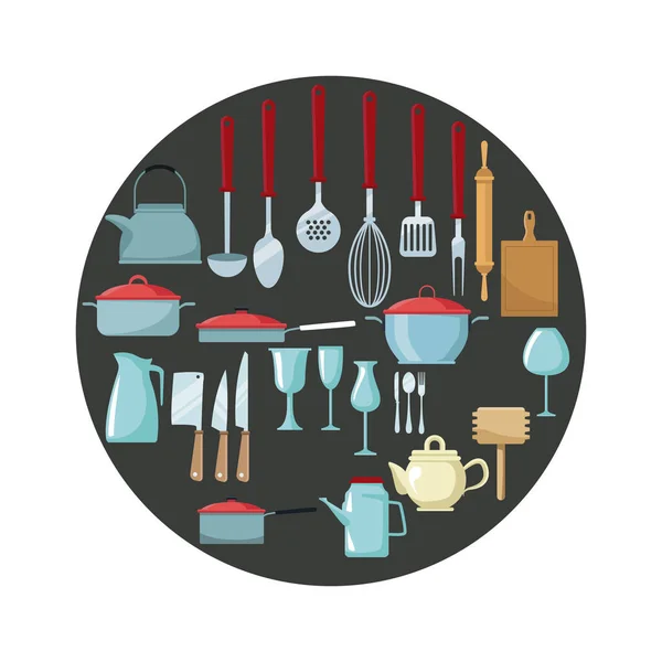 Marco redondo utensilio de cocina — Vector de stock