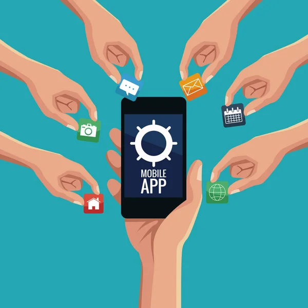 Hareket eden smartphones app — Stok Vektör