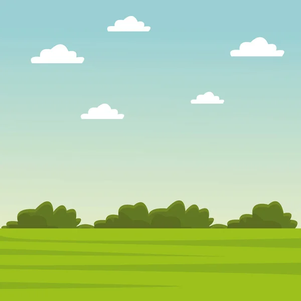 녹색 잔디와 하늘 풍경 — 스톡 벡터