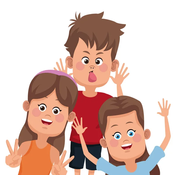 Niños amigos dibujos animados — Vector de stock