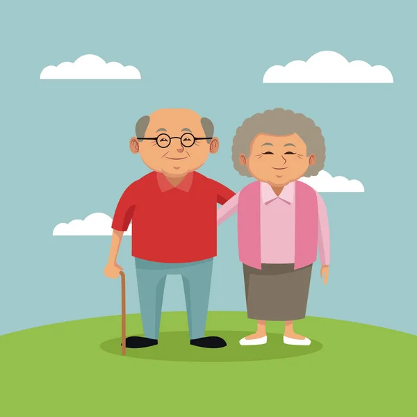 Милый мультфильм про бабушку и дедушку — стоковый вектор