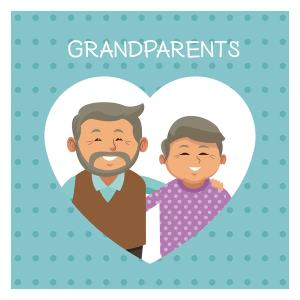Aranyos nagyszülők rajzfilm — Stock Vector