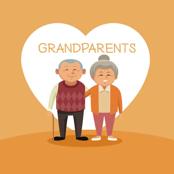 Cute grandparents cartoon — Stock Vector