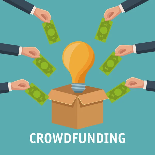 Crowfunding e negócios — Vetor de Stock
