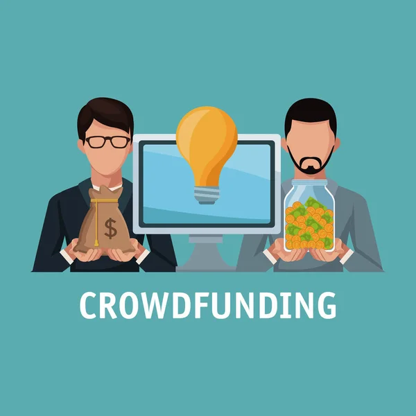 Crowfunding e negócios — Vetor de Stock