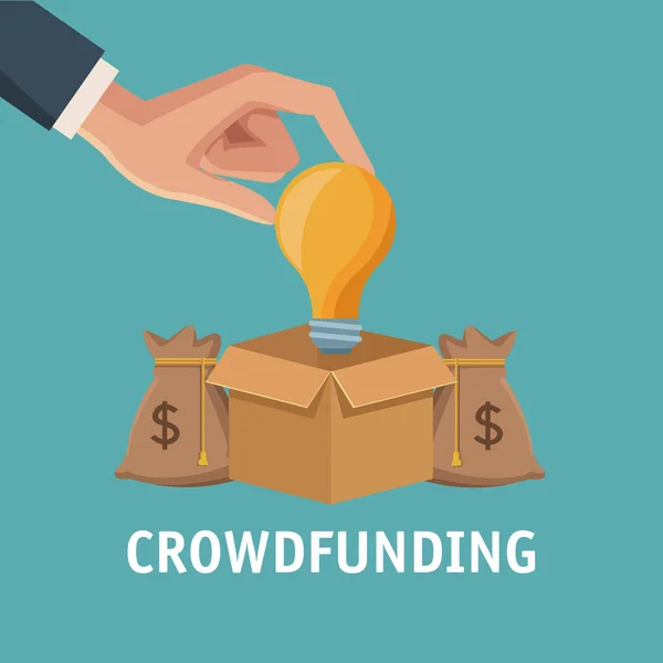 Crowfunding e negócios — Vetor de Stock