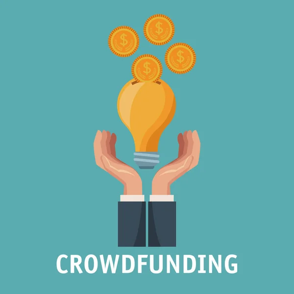 Crowfunding e negócios — Vetor de Stock