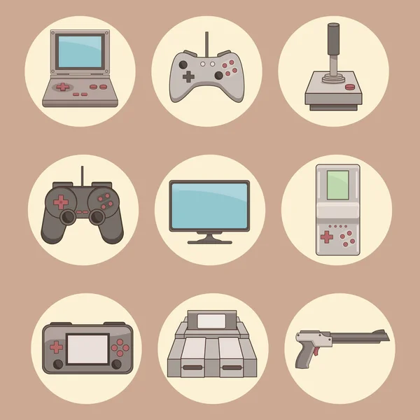 Классические видеоигры и иконки — стоковый вектор