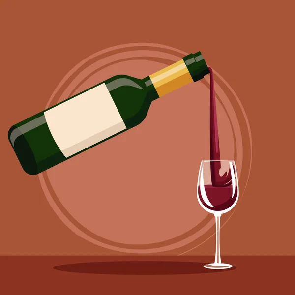 Bouteille et tasse de vin — Image vectorielle