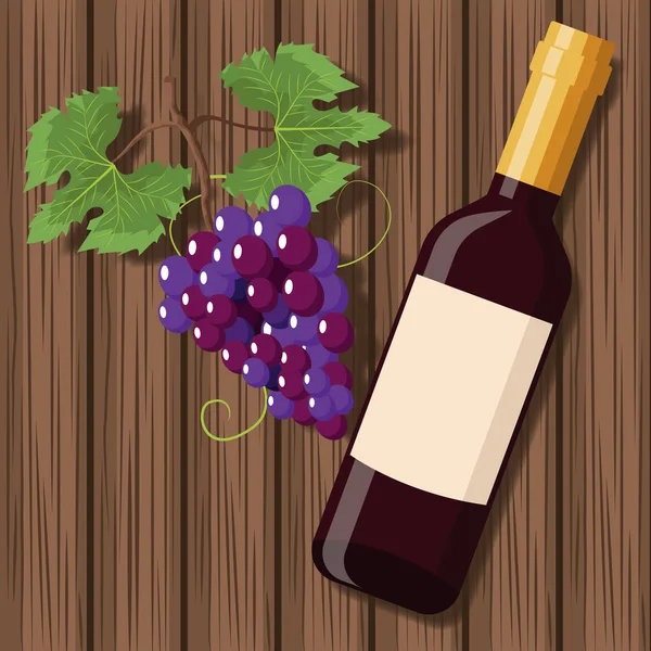 Дизайн пляшки вина на дерев'яному фоні — стоковий вектор