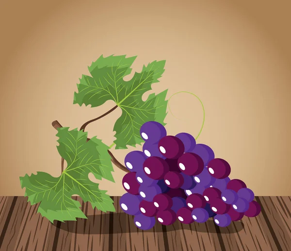 Conception de raisins de vin sur table en bois — Image vectorielle