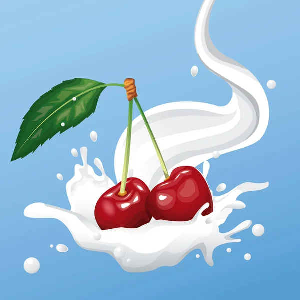 Листовка с молоком и ягодами — стоковый вектор