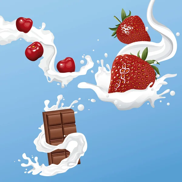 Chocolate and berries flyer — Stock Vector