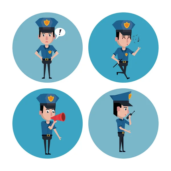 Polis ikoner cartoon — Stock vektor