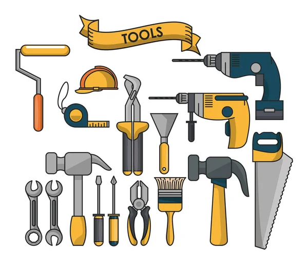 Conjunto de ícones de ferramentas, ilustração vetorial — Vetor de Stock
