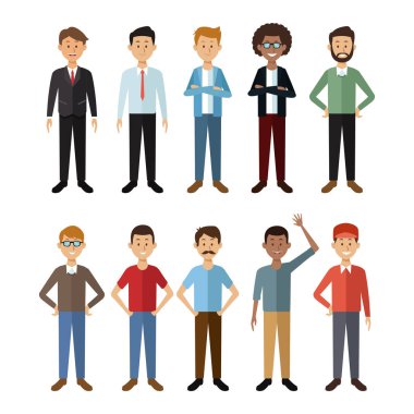 Beyaz arka plan tam vücut grup erkek insanlar dünya ile