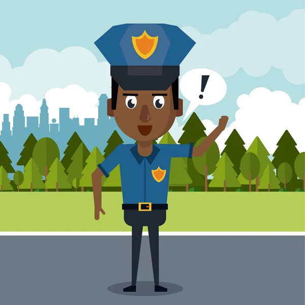 Poliziotto al cartone animato della città — Vettoriale Stock