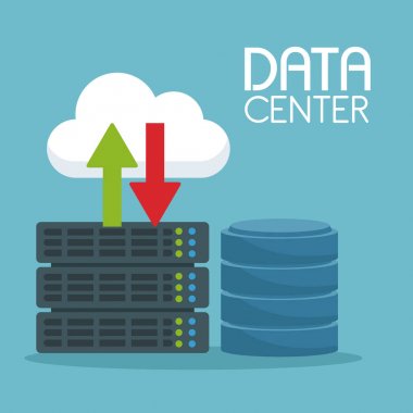 bulut depolama ve raf sürücü ve metin veri merkezi sunucuyla renk arka plan