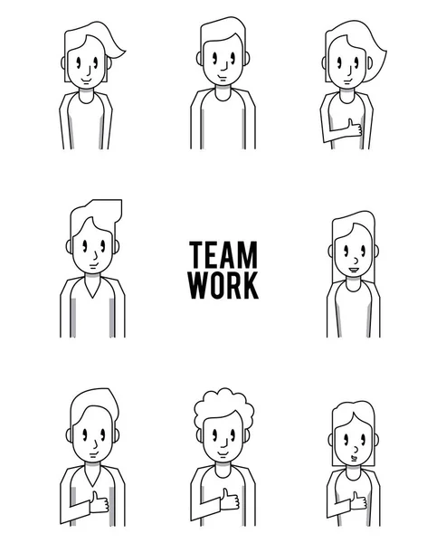 Trabalho em equipe pessoas ícone — Vetor de Stock