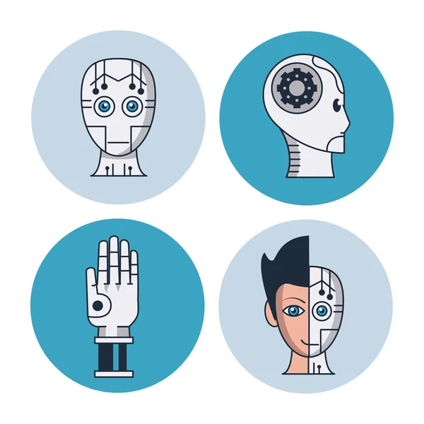 Iconos redondos de inteligencia artificial — Archivo Imágenes Vectoriales