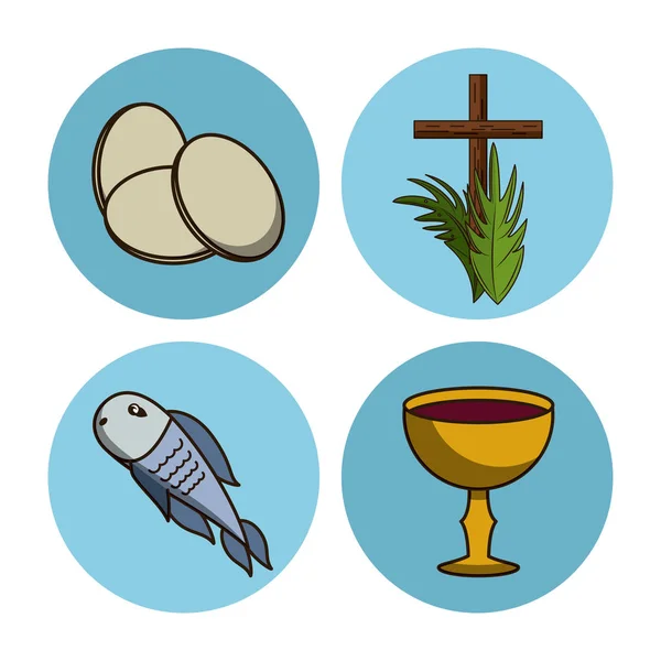 Iconos redondos Semana Santa — Vector de stock