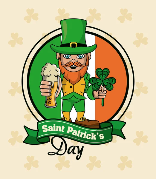 Saint patricks elfo tarjeta de dibujos animados — Vector de stock