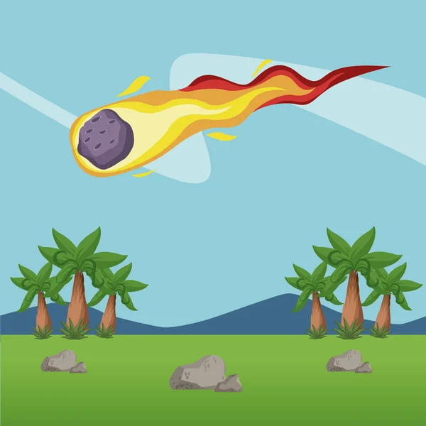 Метеор падає в лісі — стоковий вектор