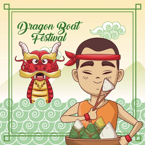 Dragon barca festival de desene animate design — Vector de stoc