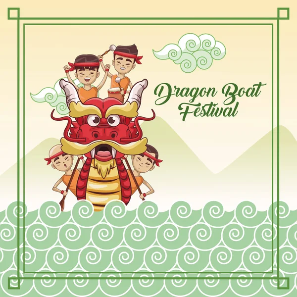 Dragon barca festival de desene animate design — Vector de stoc