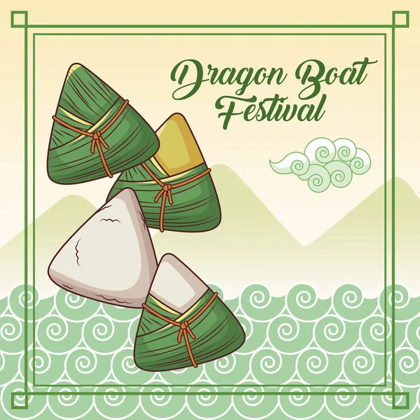 Dragon boat festival dessin animé design — Image vectorielle