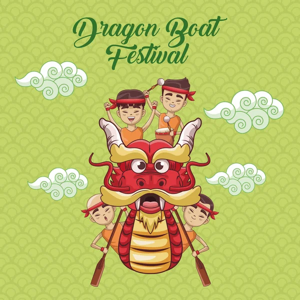 Dragon boat Festiwal kreskówka — Wektor stockowy