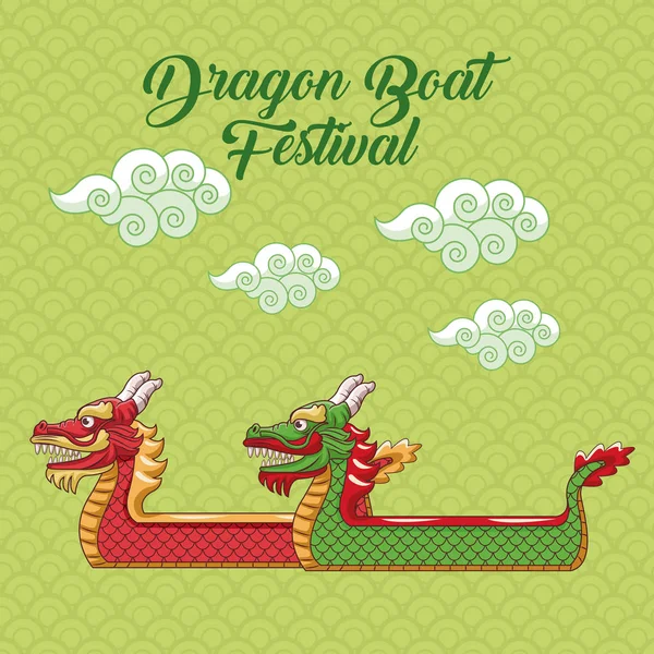 Dragon barca festival de desene animate design — Vector de stoc
