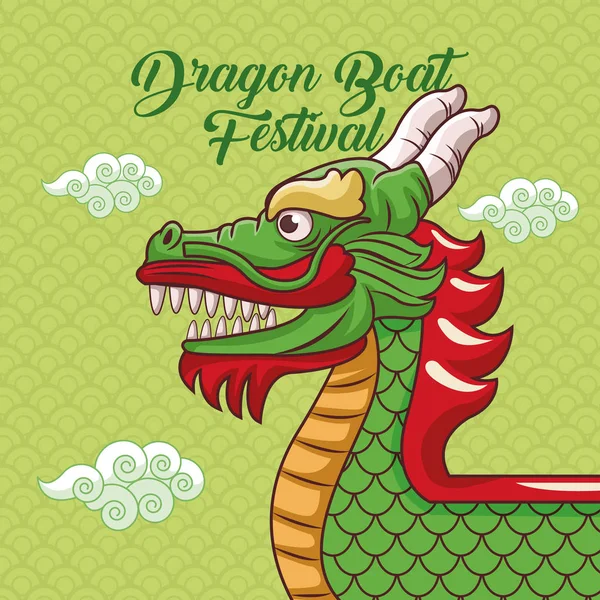 Dragon barca festival de desene animate design — Vector de stoc