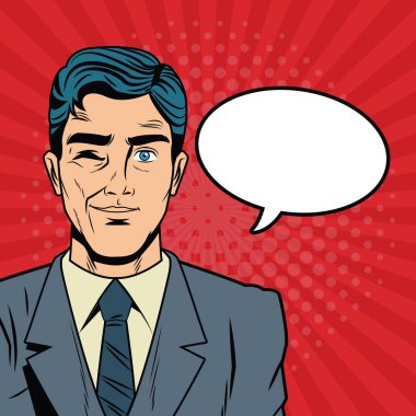 Kabarcık pop sanat karikatür ile işadamı