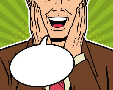 Kabarcık pop sanat karikatür ile işadamı