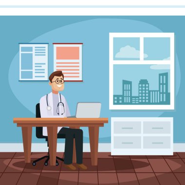 Hastaya doktorlar office çizgi film