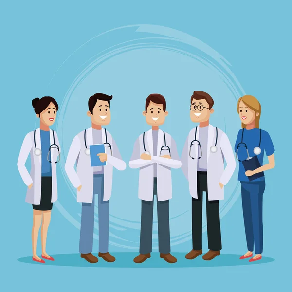 Caricature de l'équipe médicale — Image vectorielle