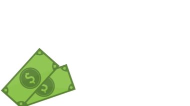 Para faturaları ve sikkeler üzerinde köşe Hd animasyon