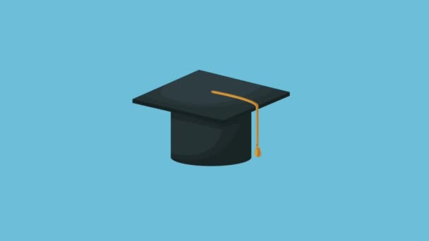 Tapa de graduación y diploma HD animación — Vídeo de stock