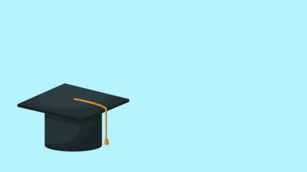 Berretto di laurea e diploma HD animazione — Video Stock