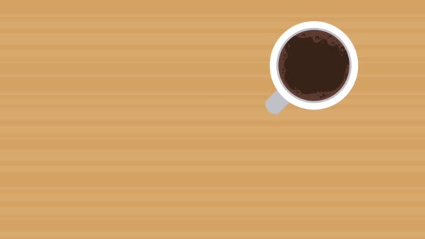 Kahve, smartphone ve ahşap masa Hd animasyon üzerinde kalem — Stok video