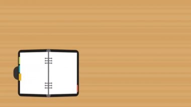 Defter kalem ve smartphone Hd animasyon ile açık