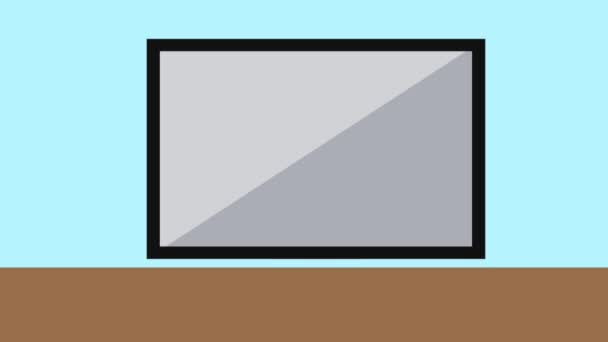 Pc Screen With Books On Desk Hd Animation Stock Video
