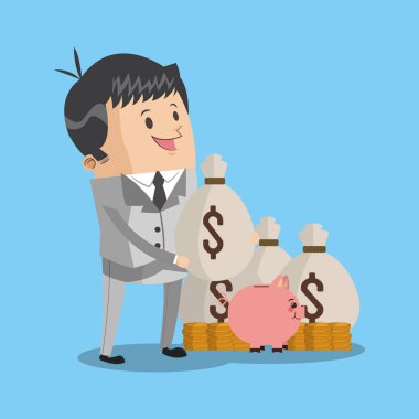 Para çantaları ile işadamı