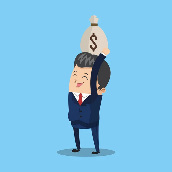 Hombre de negocios con bolsa de dinero — Vector de stock