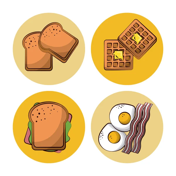 Iconos de comida de desayuno — Vector de stock